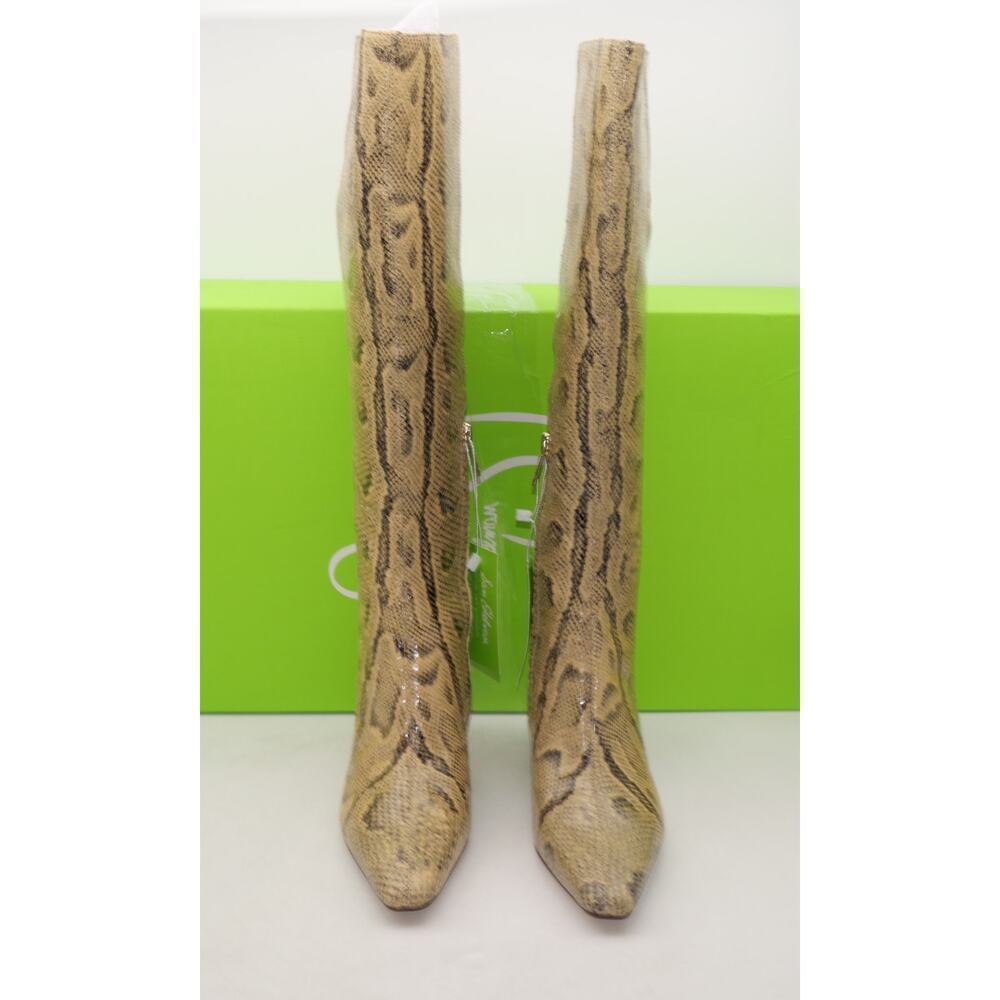 NEW Sam Edelman Women's 6 WIDE CALF Sylvia Tan Python Embossed Leather Boots - Picture 9 of 15